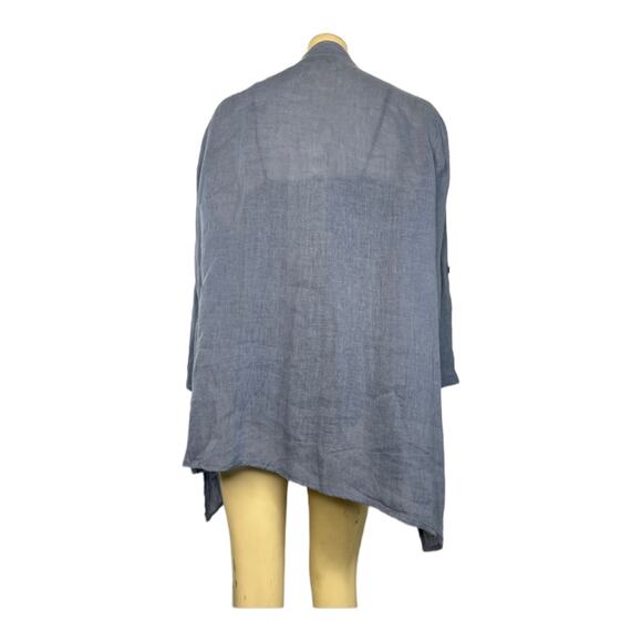 Caroline Rose Button-Down stand collar 100 % Tissue-Linen Shirt size large - Picture 8 of 11